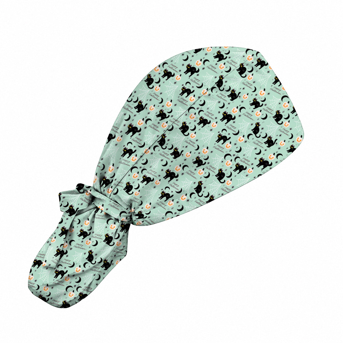 Black Cat Halloween Scrub Caps, Cute Pumpkin Nurse Headwear, Spooky Season Medical Cap