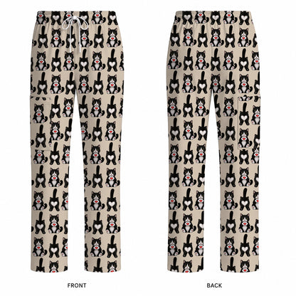 Funny Tuxedo Cat Pattern Scrub Top, Cute Cat Nurse Scrubs, Breathable Fabrics Nursing Uniform