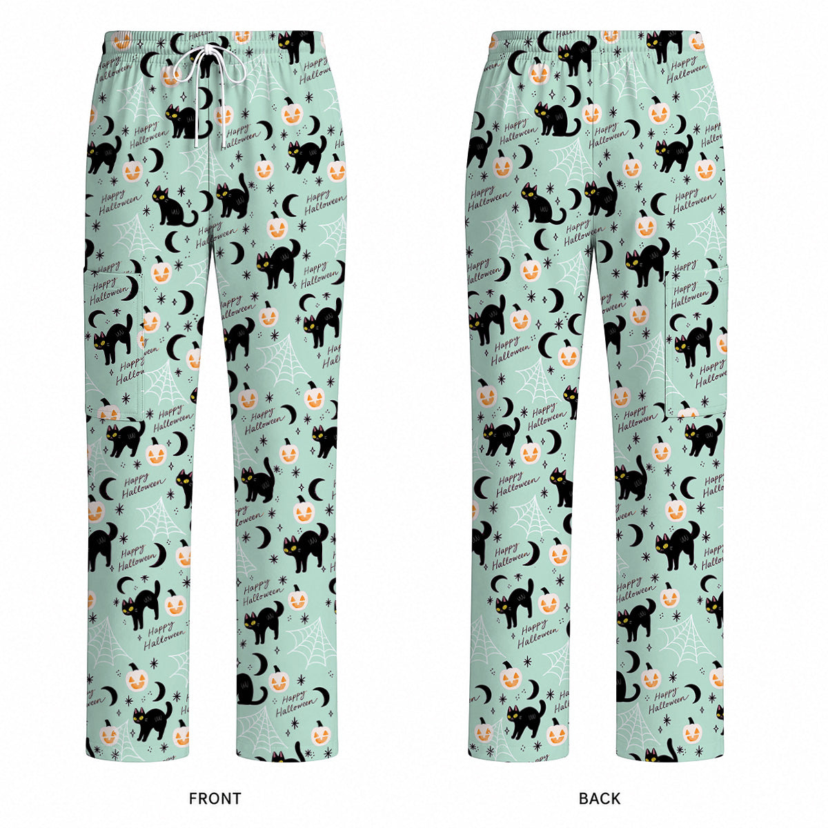 Black Cat Halloween Scrub Top, Cute Pumpkin Nurse Scrubs, Spooky Season Medical Uniform