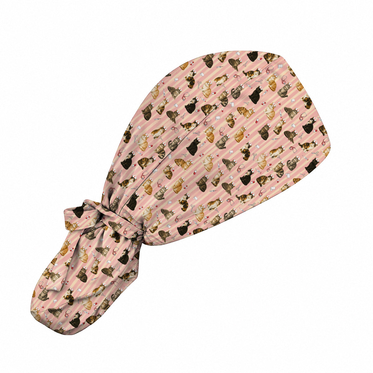 Nurse Cat Scrub Caps, Cat Lover Medical Nurse Cap for Veterinary & Healthcare Workers, Comfortable Feline Nursing Scrubs