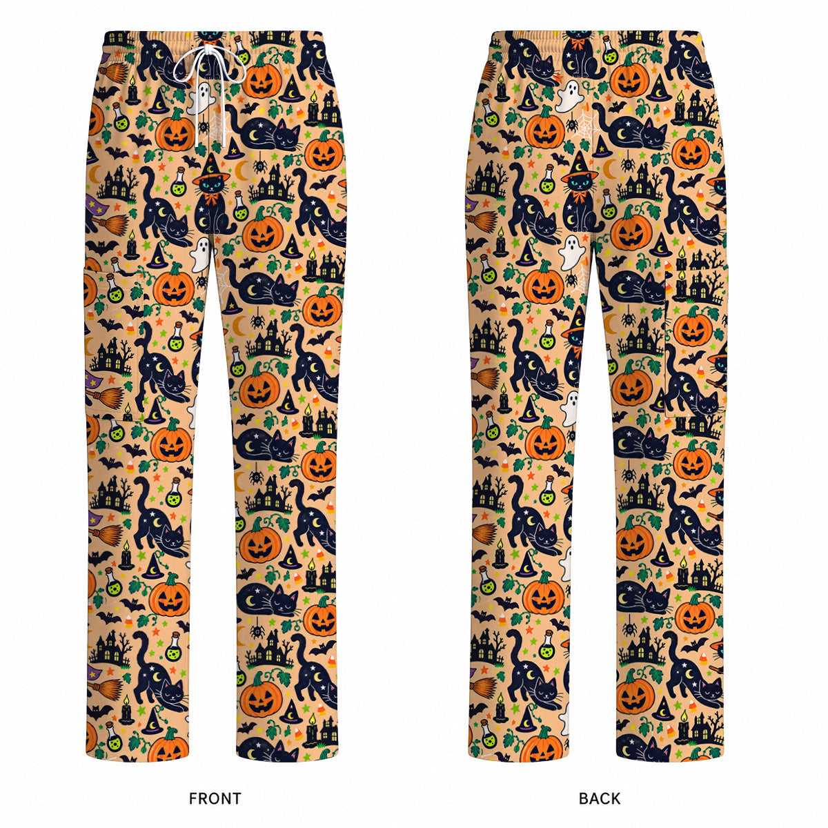 Black Cat Witch Halloween Scrub Top, Spooky Pumpkin Nurse Scrubs, Halloween Medical Uniform