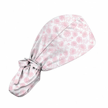 Peony Floral Pattern Scrub Caps, Pink Peony Nurse Scrubs, Floral Nursing Cap