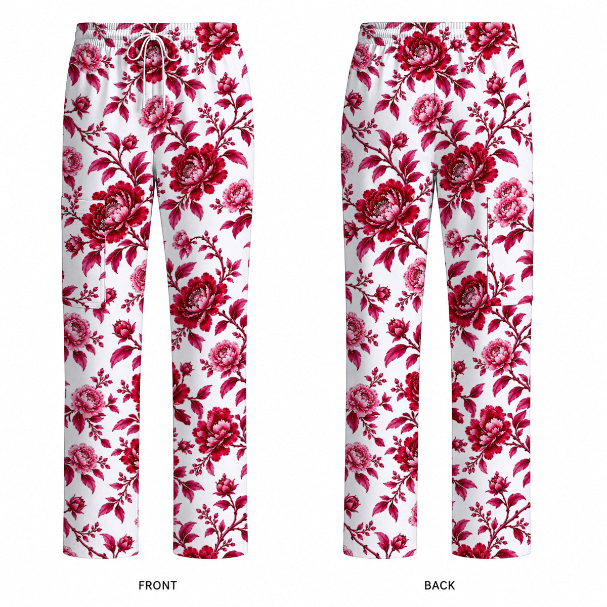 Peony Floral Scrub Top for Women, Elegant Peony Nurse Scrub Shirt, Floral Nursing Uniform For Healthcare Workers