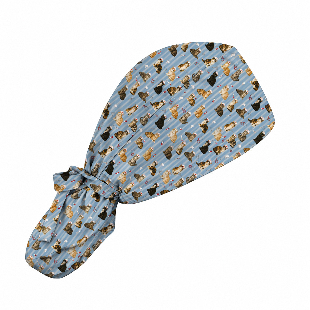 Nurse Cat Scrub Caps, Cat Lover Medical Nurse Cap for Veterinary & Healthcare Workers, Comfortable Feline Nursing Scrubs