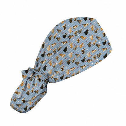 Nurse Cat Scrub Caps, Cat Lover Medical Nurse Cap for Veterinary & Healthcare Workers, Comfortable Feline Nursing Scrubs