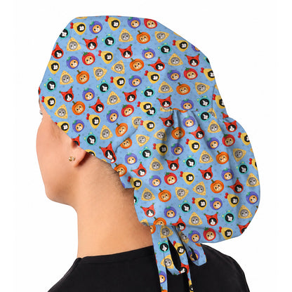 Funny Cat Pattern Scrub Cap, Cute Kitty Nursing Caps for Cat Lovers, Comfortable Medical Scrubs for Nurses