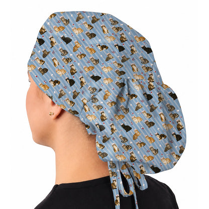 Nurse Cat Scrub Caps, Cat Lover Medical Nurse Cap for Veterinary & Healthcare Workers, Comfortable Feline Nursing Scrubs