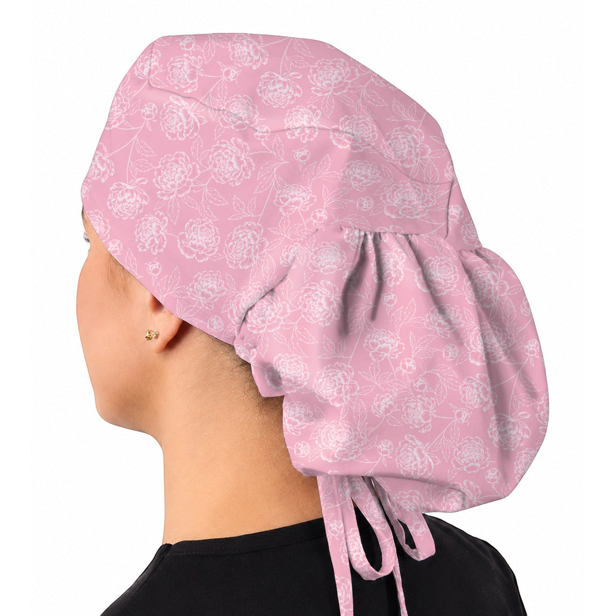 Peony Floral Pattern Scrub Caps, Pink Peony Nurse Scrubs, Floral Nursing Cap