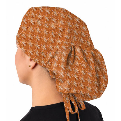 Orange Tabby Cat Love Nurse Scrub Caps, Cute Cat Pattern Scrubs For Nurses, Breathable Fabrics Nursing Cap
