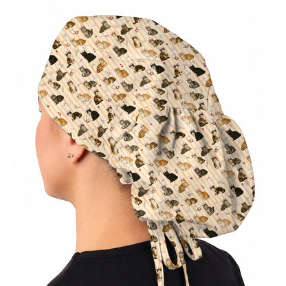 Nurse Cat Scrub Caps, Cat Lover Medical Nurse Cap for Veterinary & Healthcare Workers, Comfortable Feline Nursing Scrubs