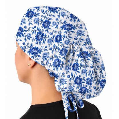Peony Floral Scrub Caps for Women, Elegant Peony Nurse Scrub Cap, Floral Nursing Headwear For Healthcare Workers