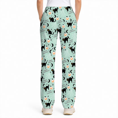 Black Cat Halloween Scrub Top, Cute Pumpkin Nurse Scrubs, Spooky Season Medical Uniform