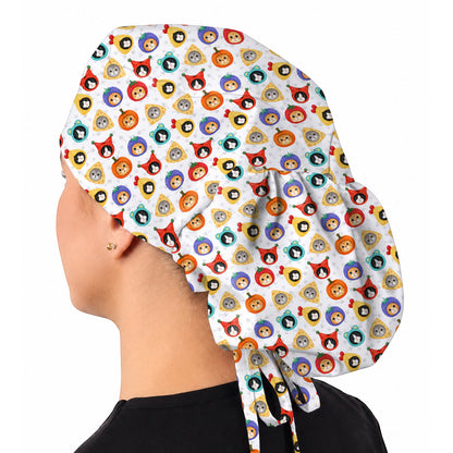 Funny Cat Pattern Scrub Cap, Cute Kitty Nursing Caps for Cat Lovers, Comfortable Medical Scrubs for Nurses