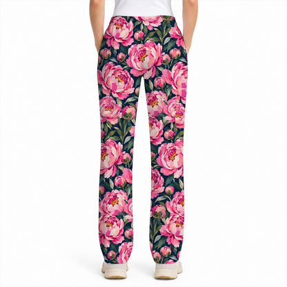 Peony Floral Scrub Top for Women, Pink Peony Nurse Scrub Shirt, Floral Nursing Uniform for Healthcare Workers