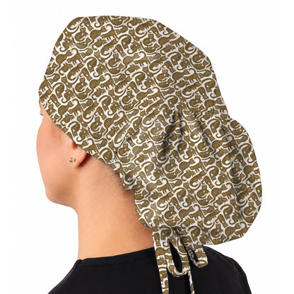 Cute Tabby Cat Pattern Scrub Caps, Brown Tabby Cat Nursing Cap for Cat Lovers, Comfortable Feline Scrubs for Nurses