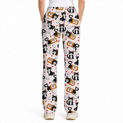 Cute Cat Nurse Scrub Top, Funny Happy Pills Medical Scrubs, Cat Lover Healthcare Uniform