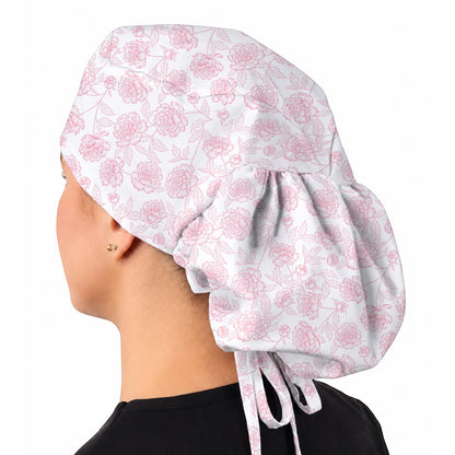 Peony Floral Pattern Scrub Caps, Pink Peony Nurse Scrubs, Floral Nursing Cap