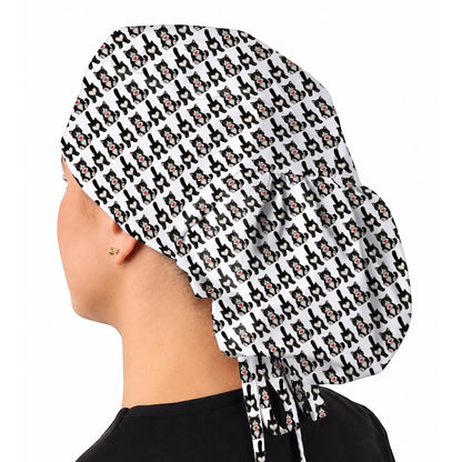 Funny Tuxedo Cat Pattern Scrub Caps, Cute Cat Nurse Scrubs, Breathable Fabrics Nursing Cap