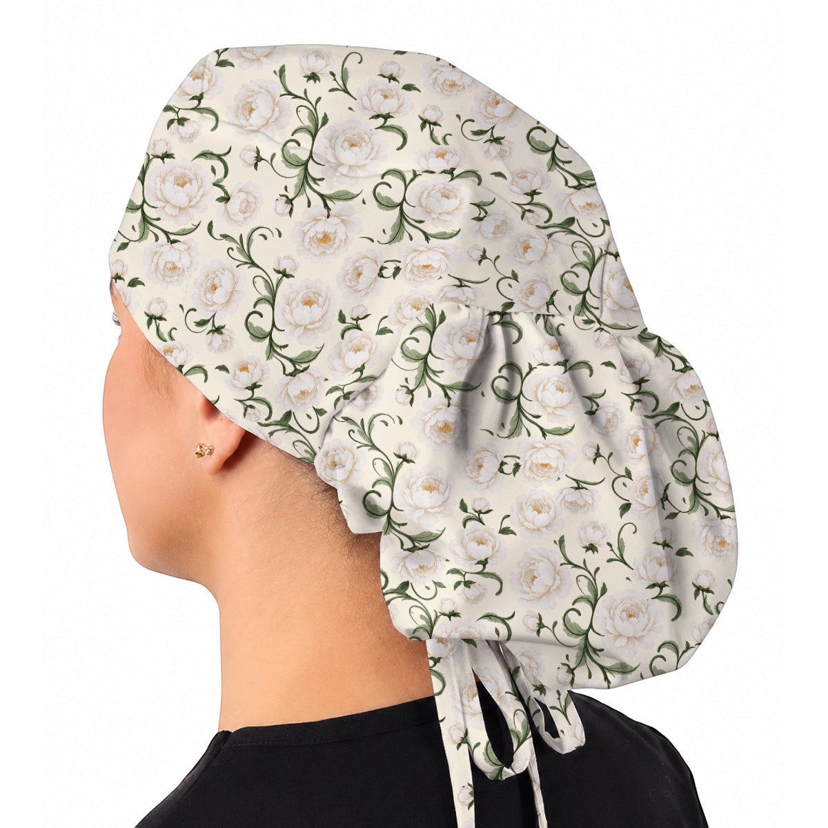 Peony Floral Pattern Scrub Caps, Crazy Pink Peony Nurse Scrubs, Breathable Fabrics Nursing Cap