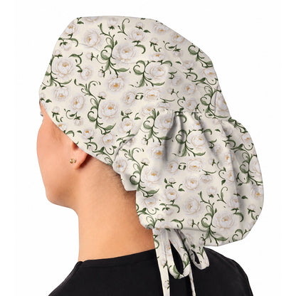 Peony Floral Pattern Scrub Caps, Crazy Pink Peony Nurse Scrubs, Breathable Fabrics Nursing Cap