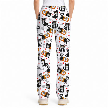 Cute Cat Nurse Scrub Top, Funny Happy Pills Medical Scrubs, Cat Lover Healthcare Uniform
