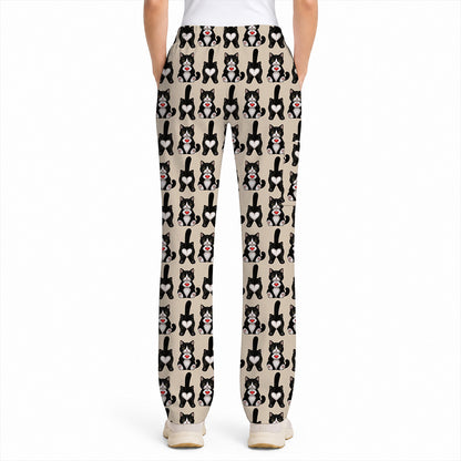 Funny Tuxedo Cat Pattern Scrub Top, Cute Cat Nurse Scrubs, Breathable Fabrics Nursing Uniform
