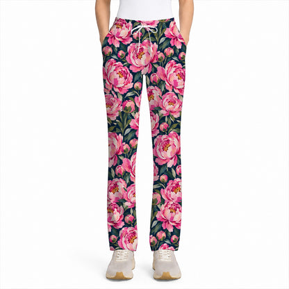 Peony Floral Scrub Top for Women, Pink Peony Nurse Scrub Shirt, Floral Nursing Uniform for Healthcare Workers