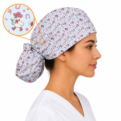 Cowgirl Goose Scrub Cap, Western Duck Nurse Caps, Funny Country Gift For Nurses