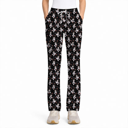 Tuxedo Cat Pattern Scrub Top, Black And White Cat Nurse Scrubs, Breathable Fabrics Nursing Uniform