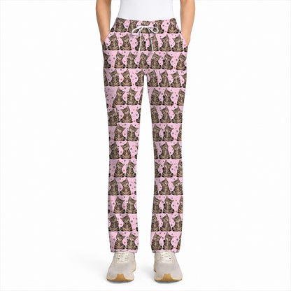 Cute Tabby Cat Pattern Scrub Top, Heart Paw Cat Nurse Scrubs, Breathable Fabrics Nursing Uniform