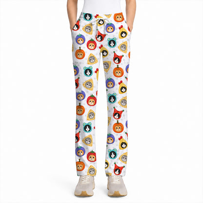 Funny Cat Pattern Scrub Top, Cute Kitty Nursing Uniform for Cat Lovers, Comfortable Medical Scrubs for Nurses