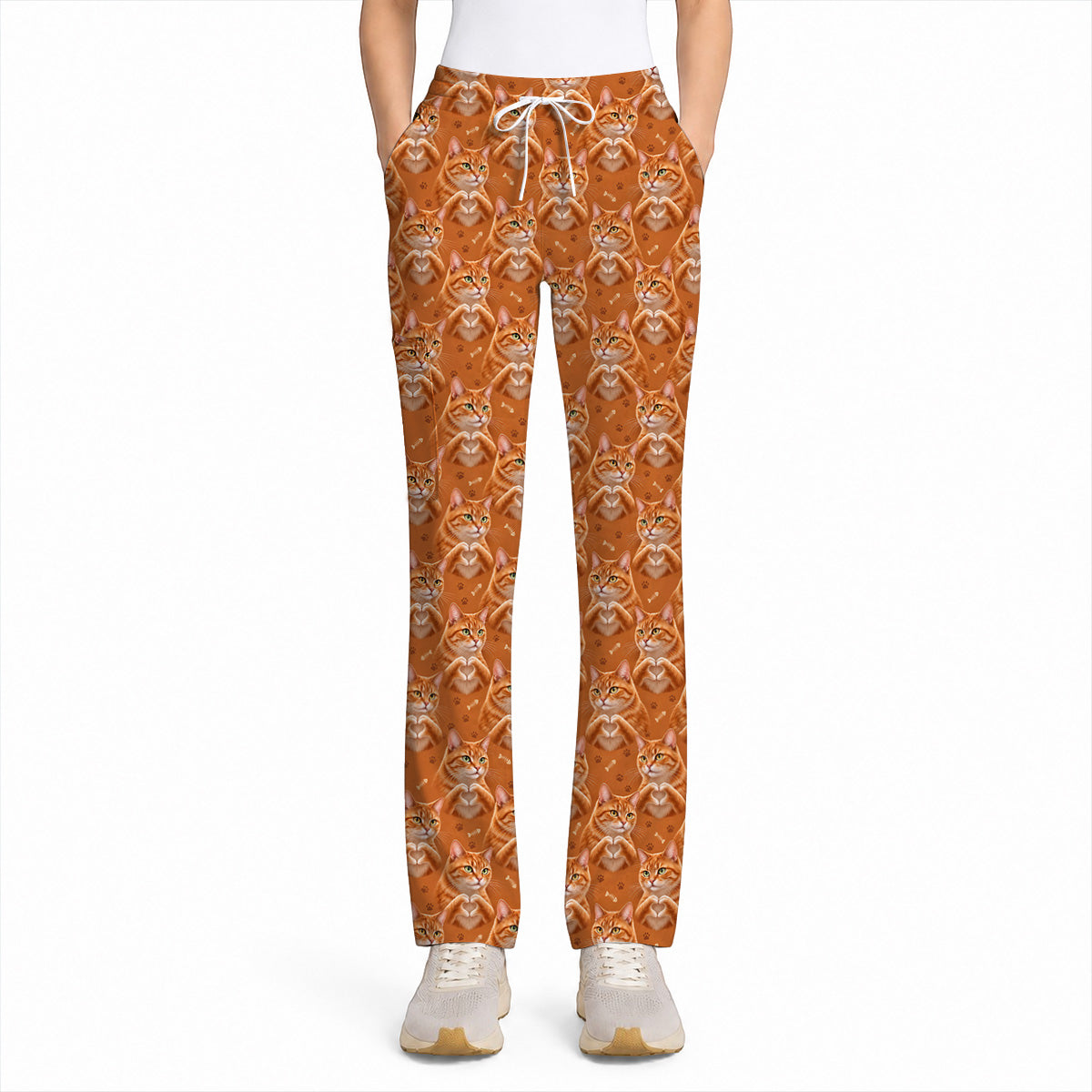Orange Tabby Cat Love Nurse Scrub Top, Cute Cat Pattern Scrubs For Nurses, Breathable Fabrics Nursing Uniform