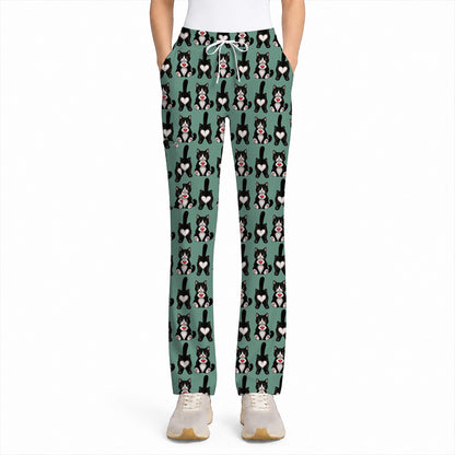 Funny Tuxedo Cat Pattern Scrub Top, Cute Cat Nurse Scrubs, Breathable Fabrics Nursing Uniform