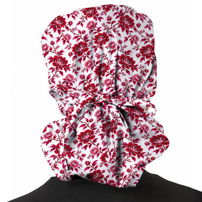 Peony Floral Scrub Caps for Women, Elegant Peony Nurse Scrub Cap, Floral Nursing Headwear For Healthcare Workers