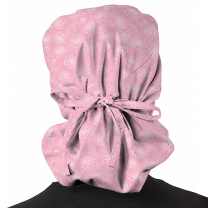 Peony Floral Pattern Scrub Caps, Pink Peony Nurse Scrubs, Floral Nursing Cap