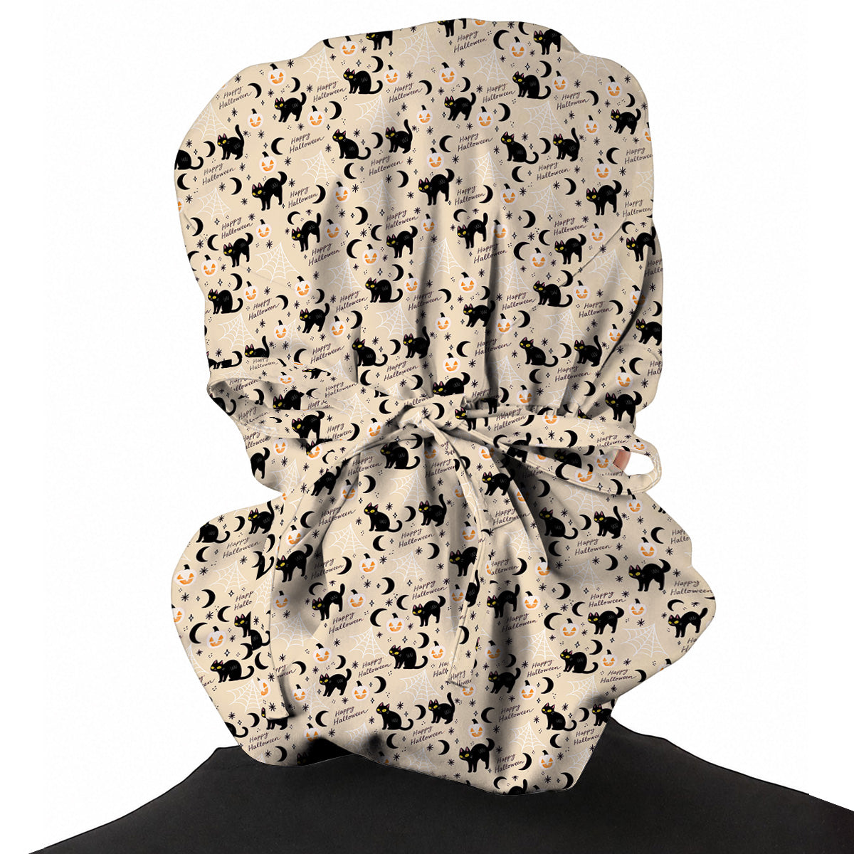 Black Cat Halloween Scrub Caps, Cute Pumpkin Nurse Headwear, Spooky Season Medical Cap
