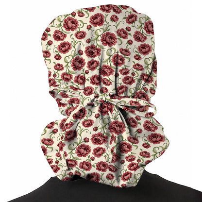 Peony Floral Pattern Scrub Caps, Crazy Pink Peony Nurse Scrubs, Breathable Fabrics Nursing Cap