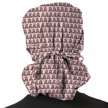Cute Tabby Cat Pattern Scrub Caps, Heart Paw Cat Nurse Scrubs, Breathable Fabrics Nursing Cap