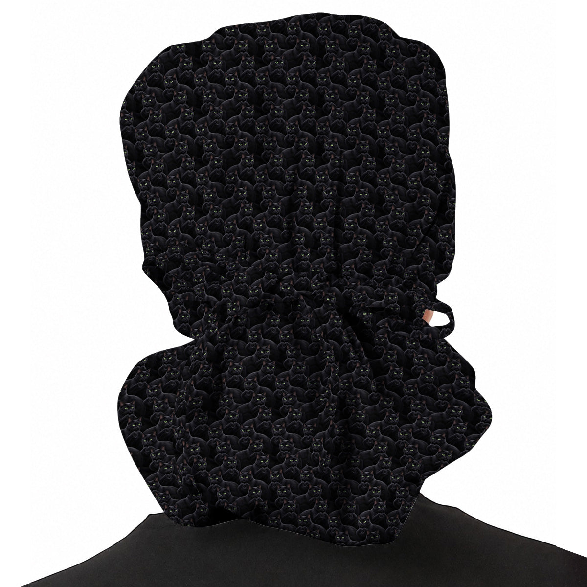 Black Cat Scrub Cap for Cat Lovers, Cute Black Cat Nursing Caps , Comfortable Feline Medical Scrubs For Nurse