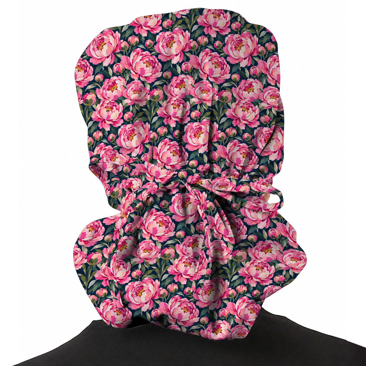 Peony Floral Scrub Caps for Women, Pink Peony Nurse Scrub Cap, Floral Nursing Headwear for Healthcare Workers