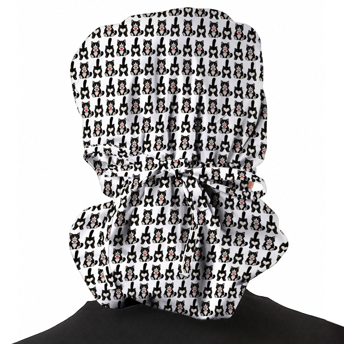 Funny Tuxedo Cat Pattern Scrub Caps, Cute Cat Nurse Scrubs, Breathable Fabrics Nursing Cap