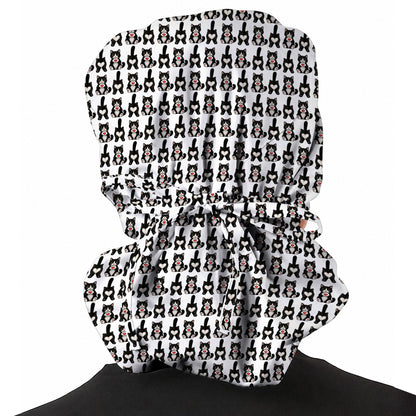 Funny Tuxedo Cat Pattern Scrub Caps, Cute Cat Nurse Scrubs, Breathable Fabrics Nursing Cap