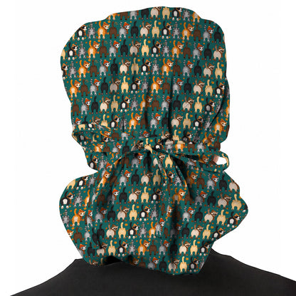 Funny Autumn Cat Scrub Cap, Cozy Fall Cat Scrubs Nurse for Cat Lovers, Breathable Fabrics Nursing Caps