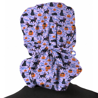 Black Cat Halloween Scrub Caps, Witchy Pumpkin Nurse Headwear, Spooky Season Healthcare Cap