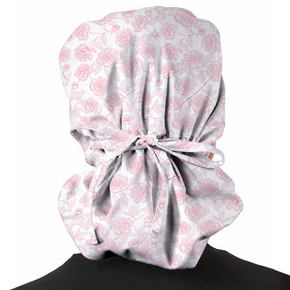 Peony Floral Pattern Scrub Caps, Pink Peony Nurse Scrubs, Floral Nursing Cap