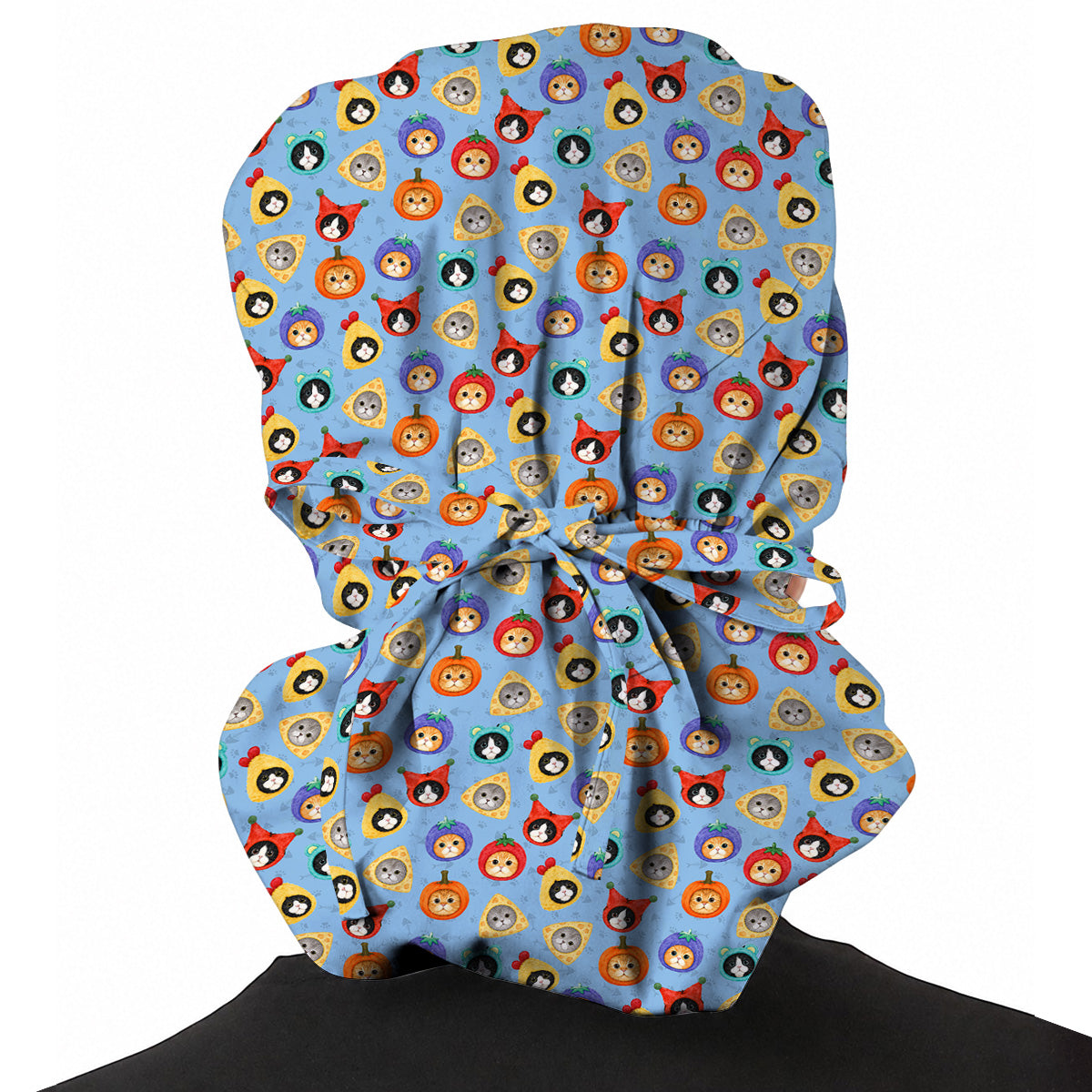 Funny Cat Pattern Scrub Cap, Cute Kitty Nursing Caps for Cat Lovers, Comfortable Medical Scrubs for Nurses