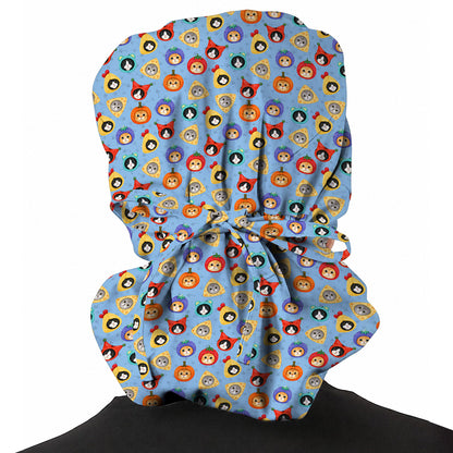 Funny Cat Pattern Scrub Cap, Cute Kitty Nursing Caps for Cat Lovers, Comfortable Medical Scrubs for Nurses