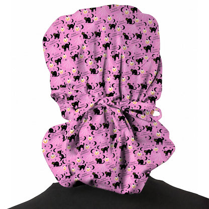Black Cat Halloween Scrub Caps, Cute Pumpkin Nurse Headwear, Spooky Season Medical Cap