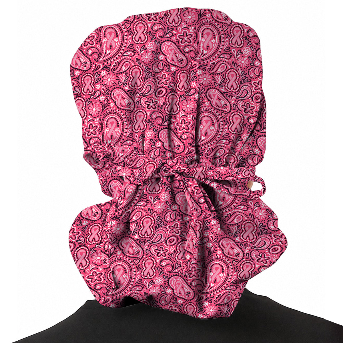 Breast Cancer Awareness Pattern Scrub Caps, Pink Ribbon Nurse Scrubs, Breathable Fabrics Nursing Cap