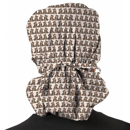 Cute Tabby Cat Pattern Scrub Caps, Heart Paw Cat Nurse Scrubs, Breathable Fabrics Nursing Cap